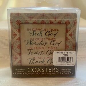 $5 ADD ON with $15+ Bundle Thirstystone Absorbent Coasters Seek God Set of 4 NWT